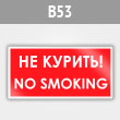 Знак «No smoking! Не курить», B53 (металл, 300х150 мм)